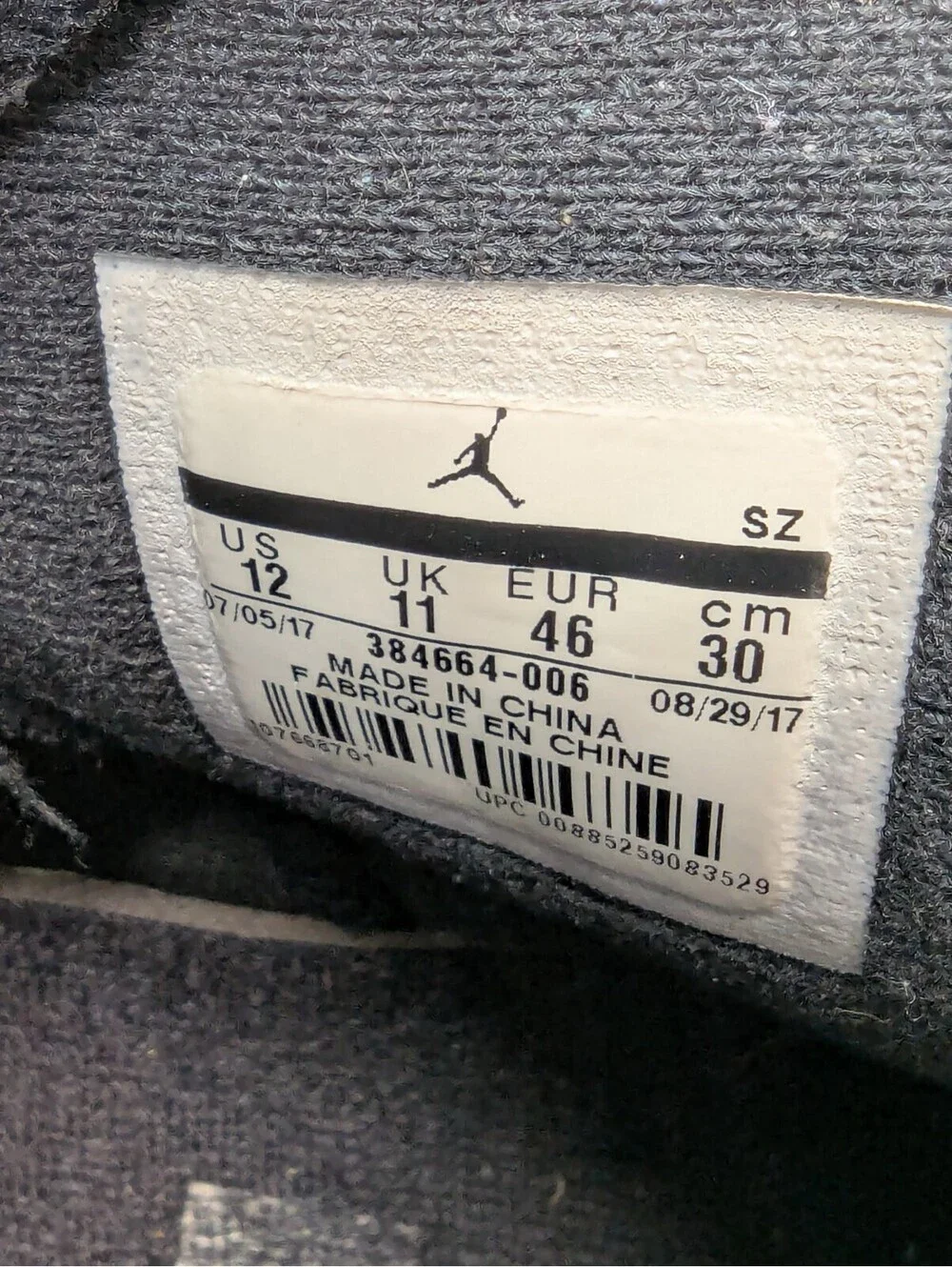 Air Jordan 6 Retro UNC Mens Size 12 Black Blue 384664-006 Sneakers 2017 Tar Heel